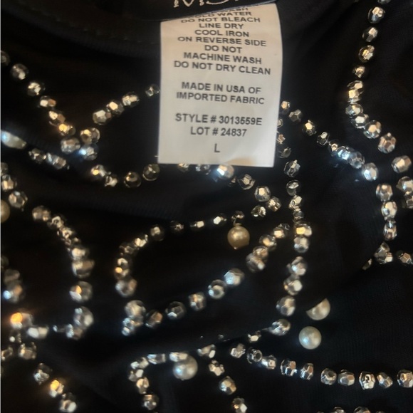 NWT-Elegant Black Dress with Beaded Overlay - Picture 5 of 11